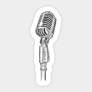Retro condenser microphone drawing Sticker